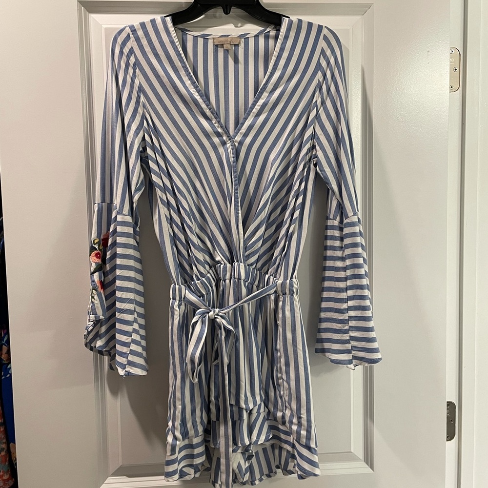 Blue and white romper